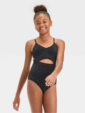 art class Black Sparkle Girls One-Piece Swimsuit